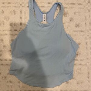 All in Motion Ribbed High Neck Racerback Light Blue Cropped Tank